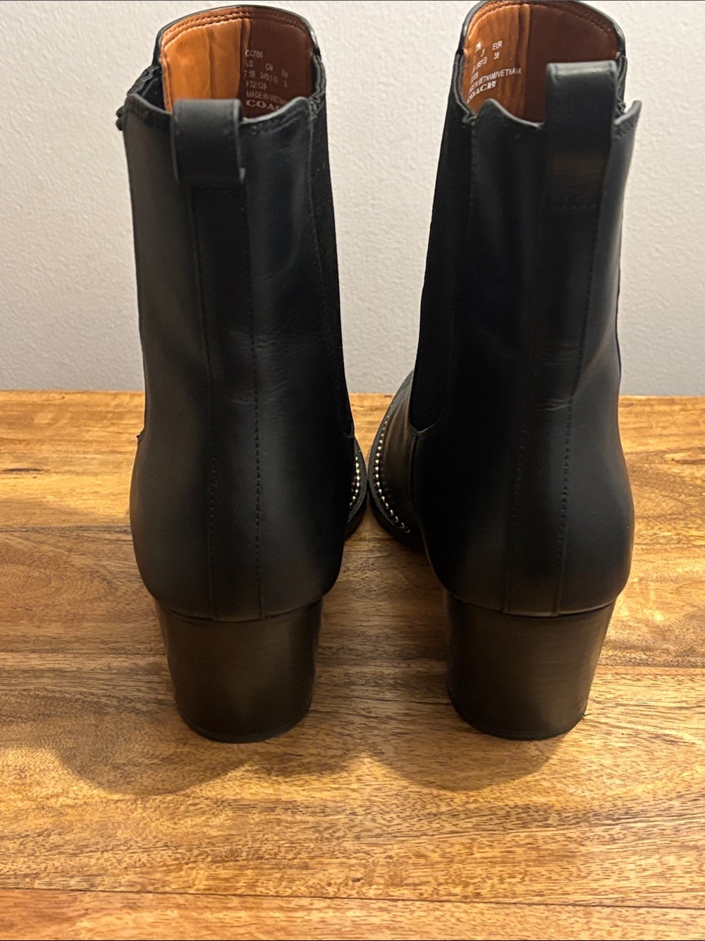 Coach Black Leather Studded Chelsea Booties - Picture 6 of 10